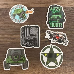 Six green jeep water bottle stickers